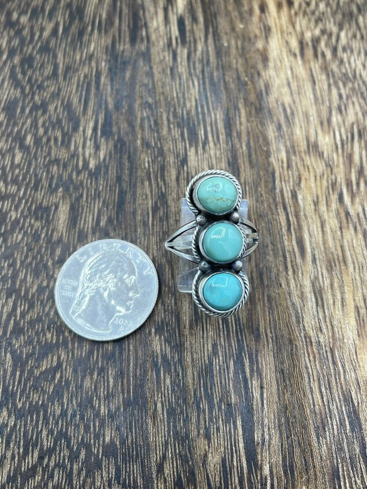 Native American Navajo Handmade Sterling Silver Kingman Turquoise Ring Size 6.5