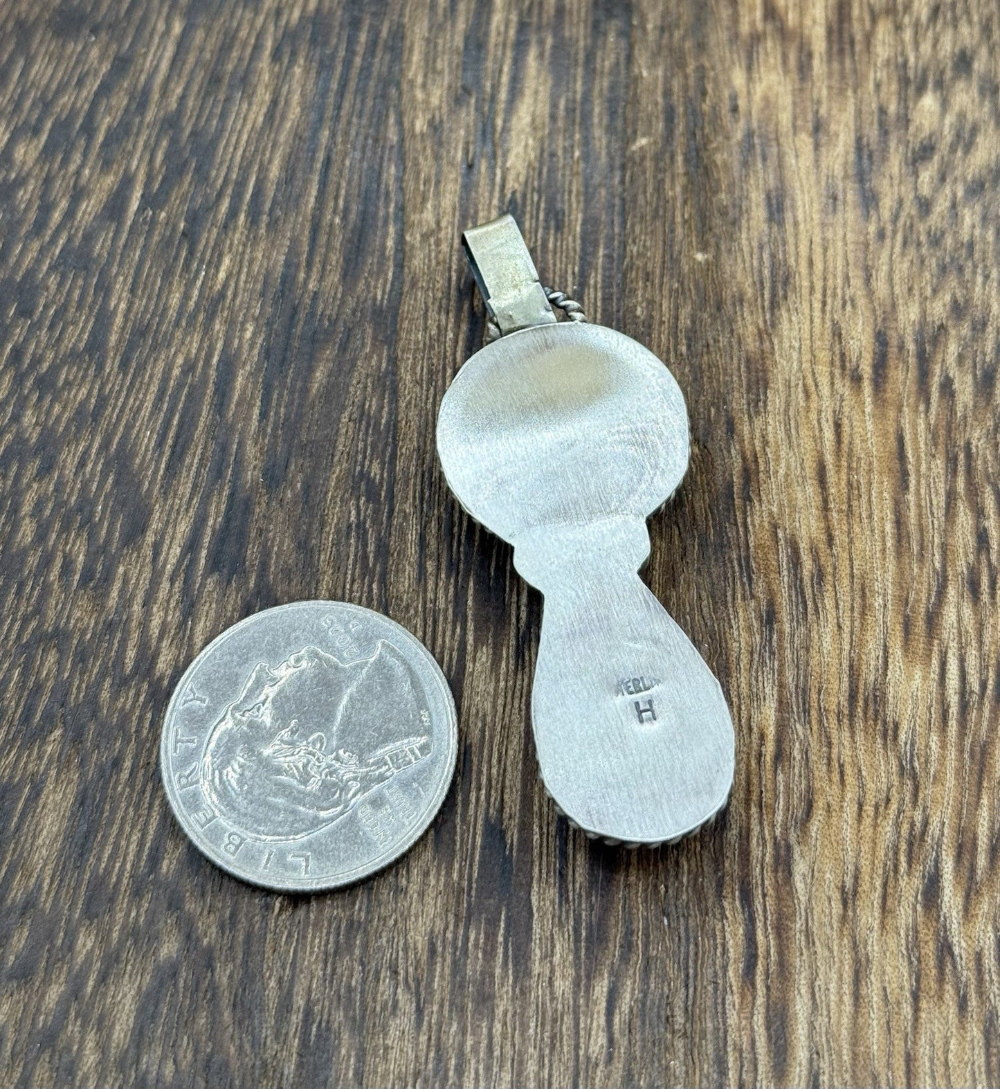 Navajo Handmade Sterling Silver Red Spiny Oyster Shell Liberty Dime Coin Pendant