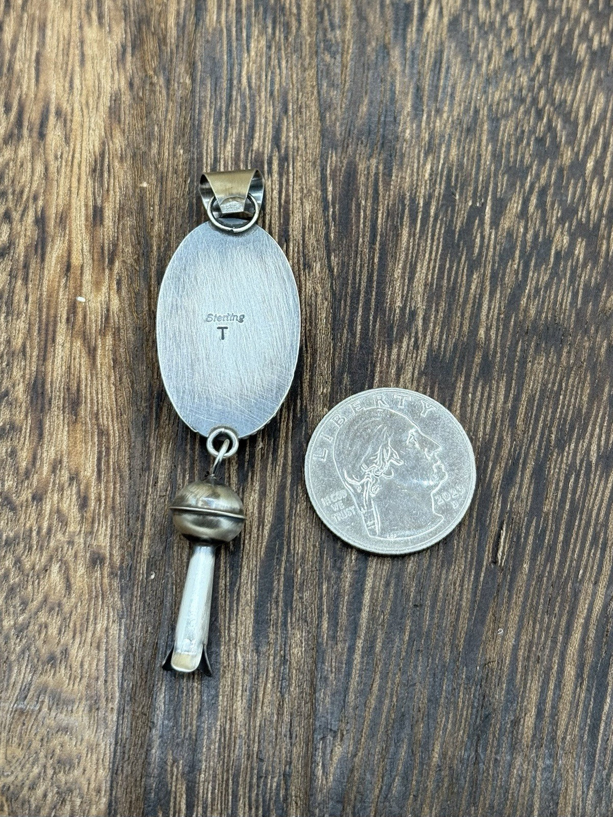 Native Navajo Handmade Sterling Silver Violet Rose Dahlia Dangle Blossom Pendant