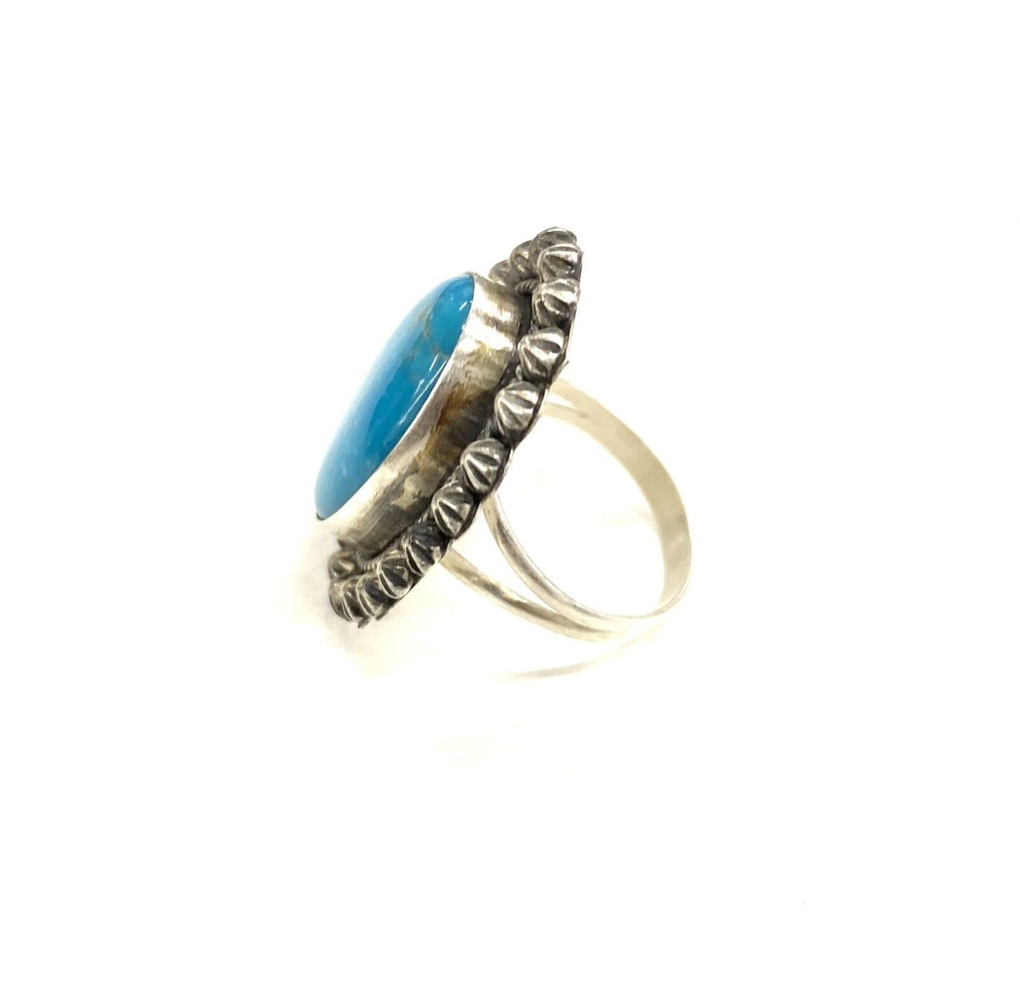 navajo handmade sterling silver natural kingman turquoise stone ring size 8