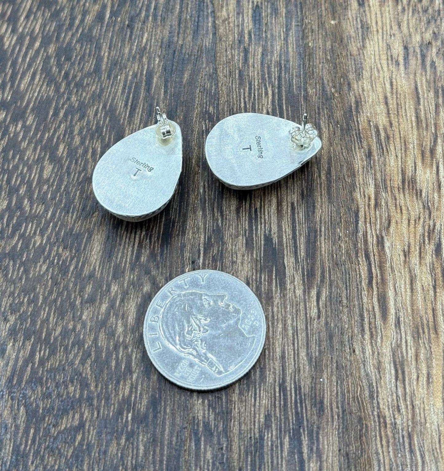 Native Navajo Handmade Sterling Silver Blue Bird Turquoise Post Stud Earrings