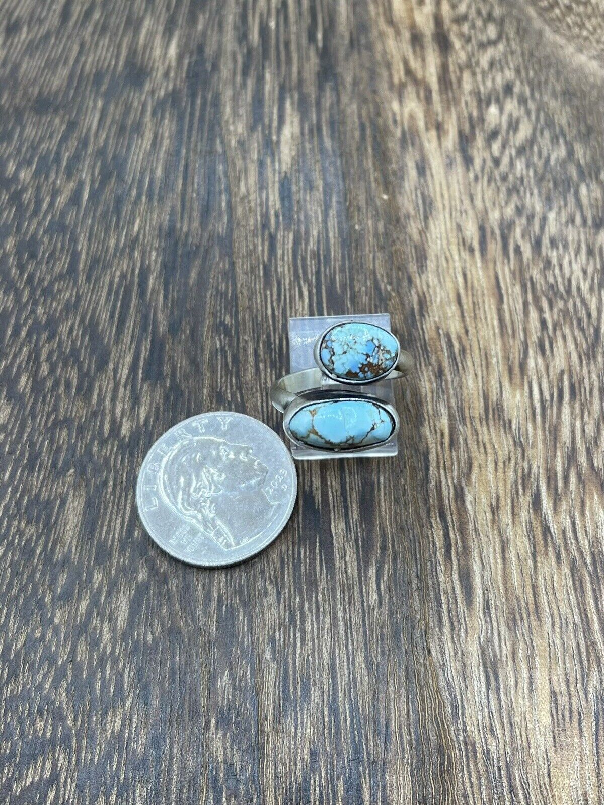 Native American Navajo Handmade Sterling Silver Turquoise Adjustable Ring 6 To 8