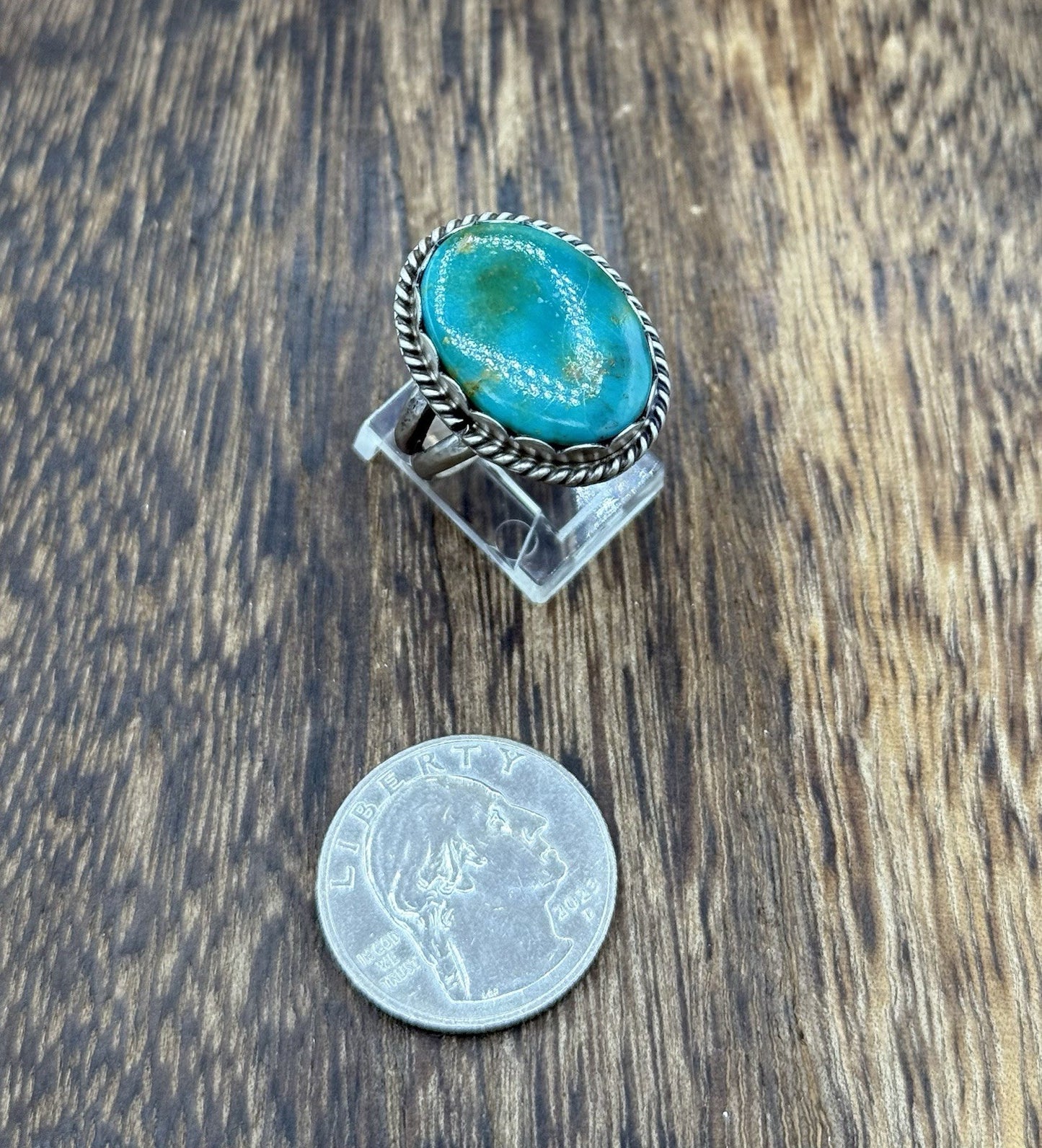 Native American Navajo Handmade Sterling Silver Royston Turquoise Ring Size 8