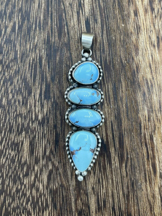 Native American Sterling Silver Navajo Handmade Turquoise Pendant - Scott Skeets