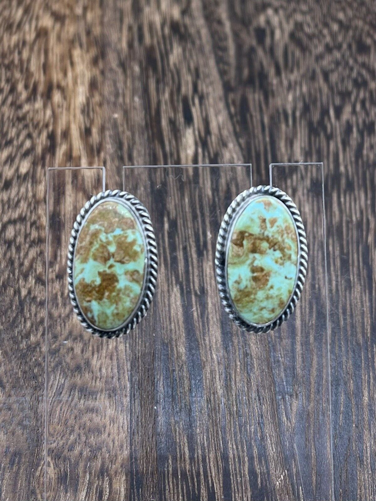 Navajo Handmade Sterling Silver Sonoran Turquoise Post Stud Earrings Byron Begay