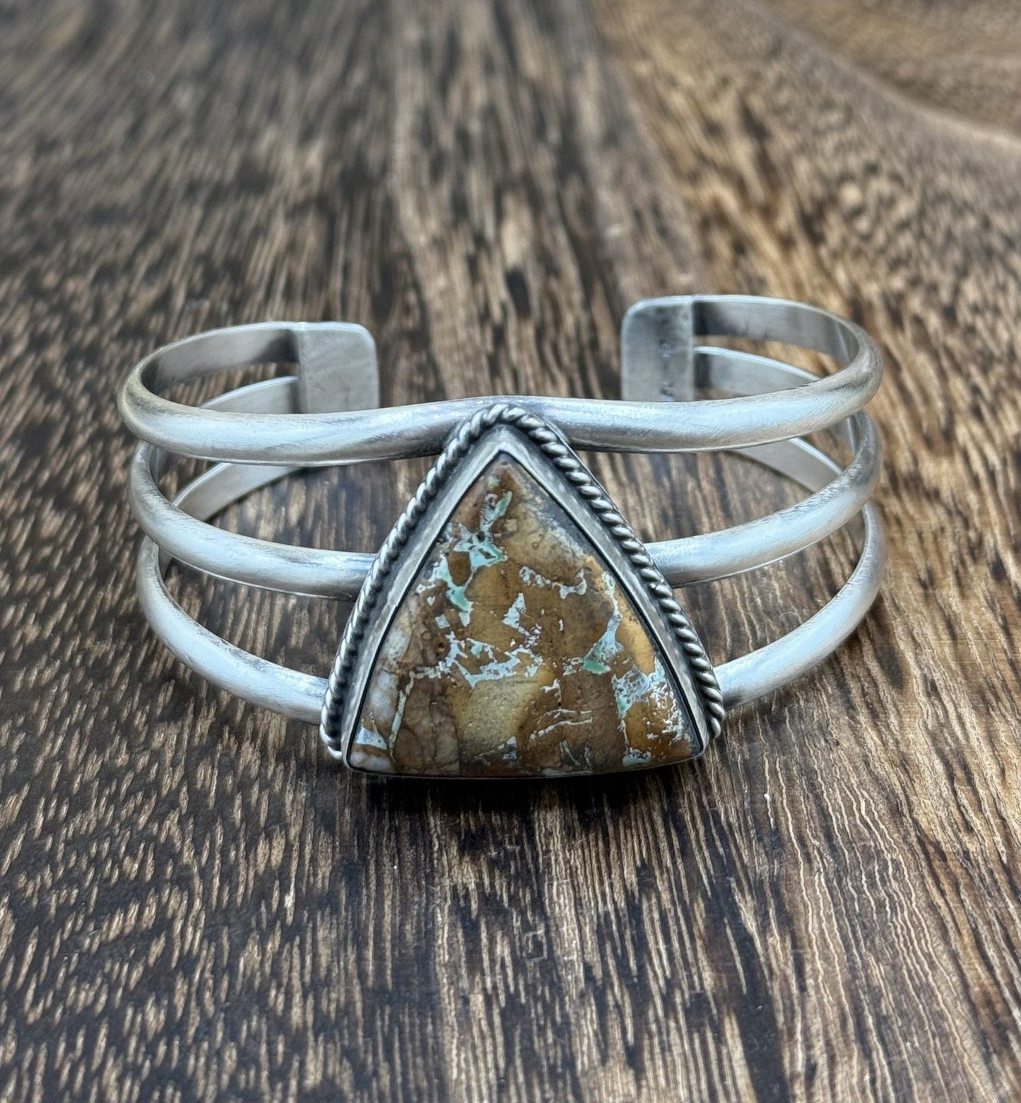 Native American Navajo Handmade Sterling Silver Royston Turquoise Cuff Bracelet