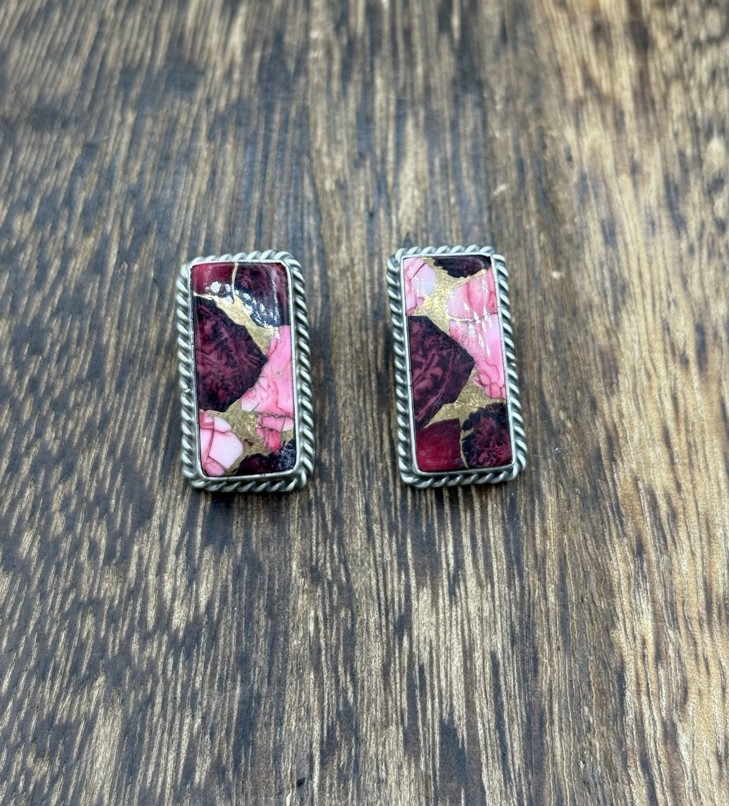 Native Navajo Handmade Sterling Silver Dahlia Rose Stud Earrings