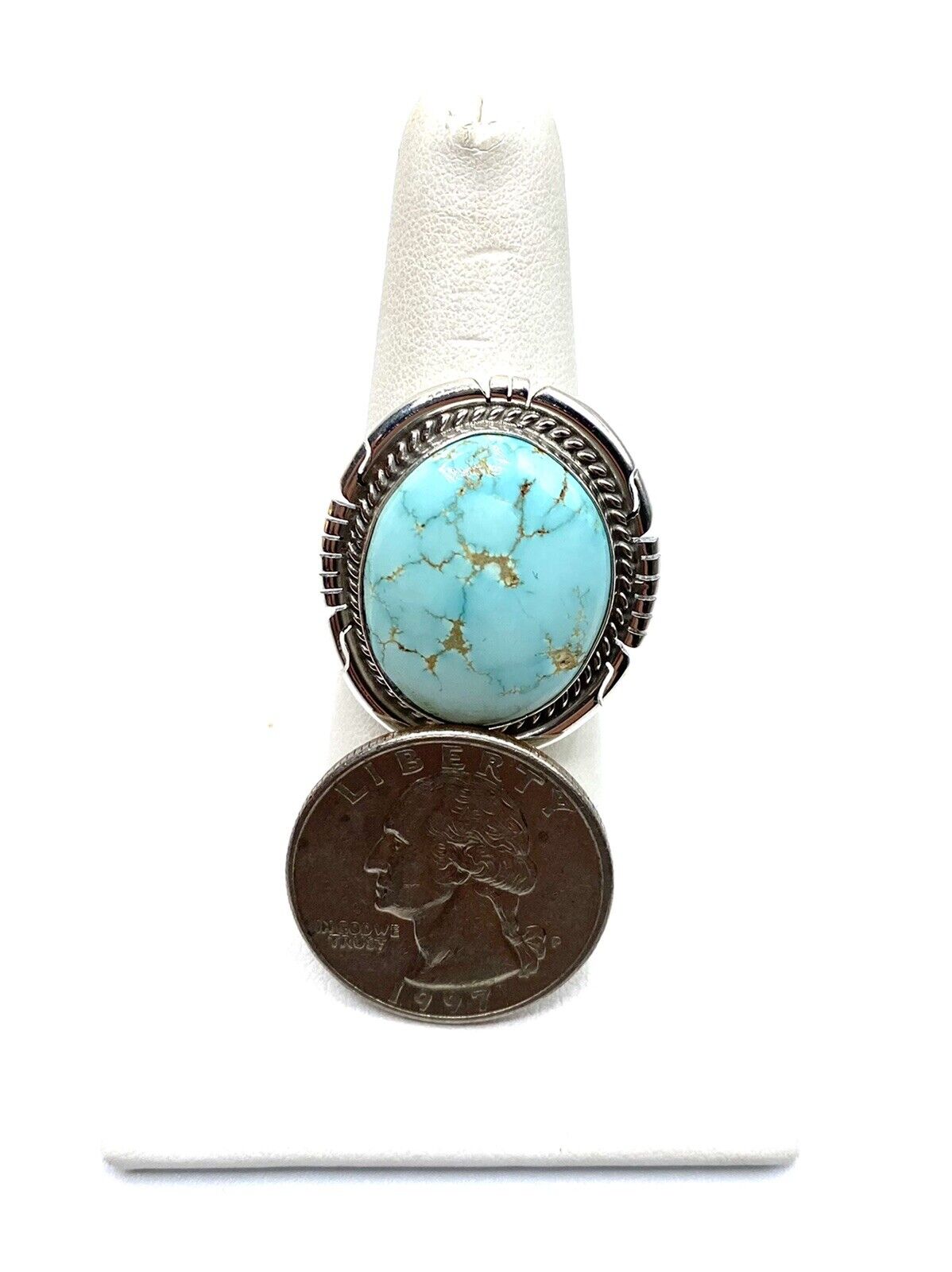 Native American Sterling Navajo Handmade Royston Turquoise Ring Size 10