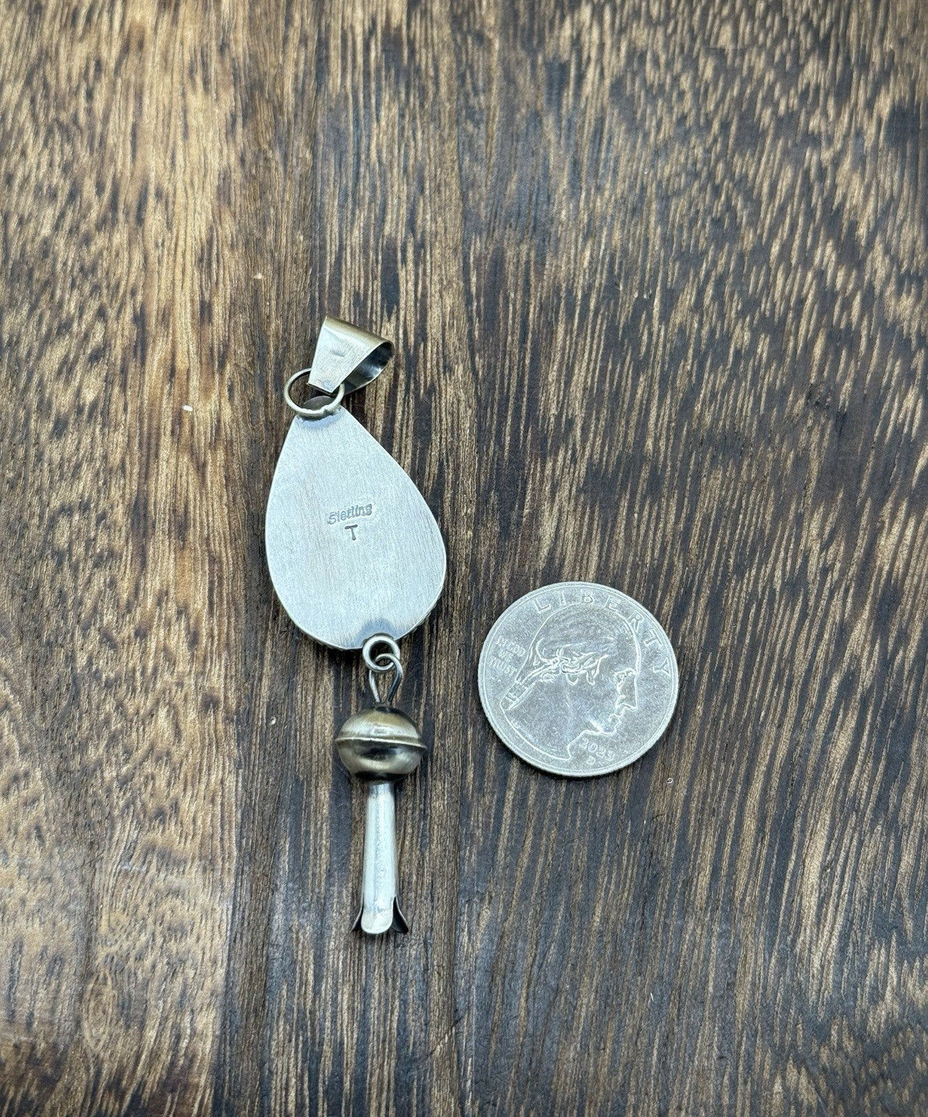 Navajo Handmade Sterling Silver Violet Rose & Blue Dahlia Dangle Blossom Pendant