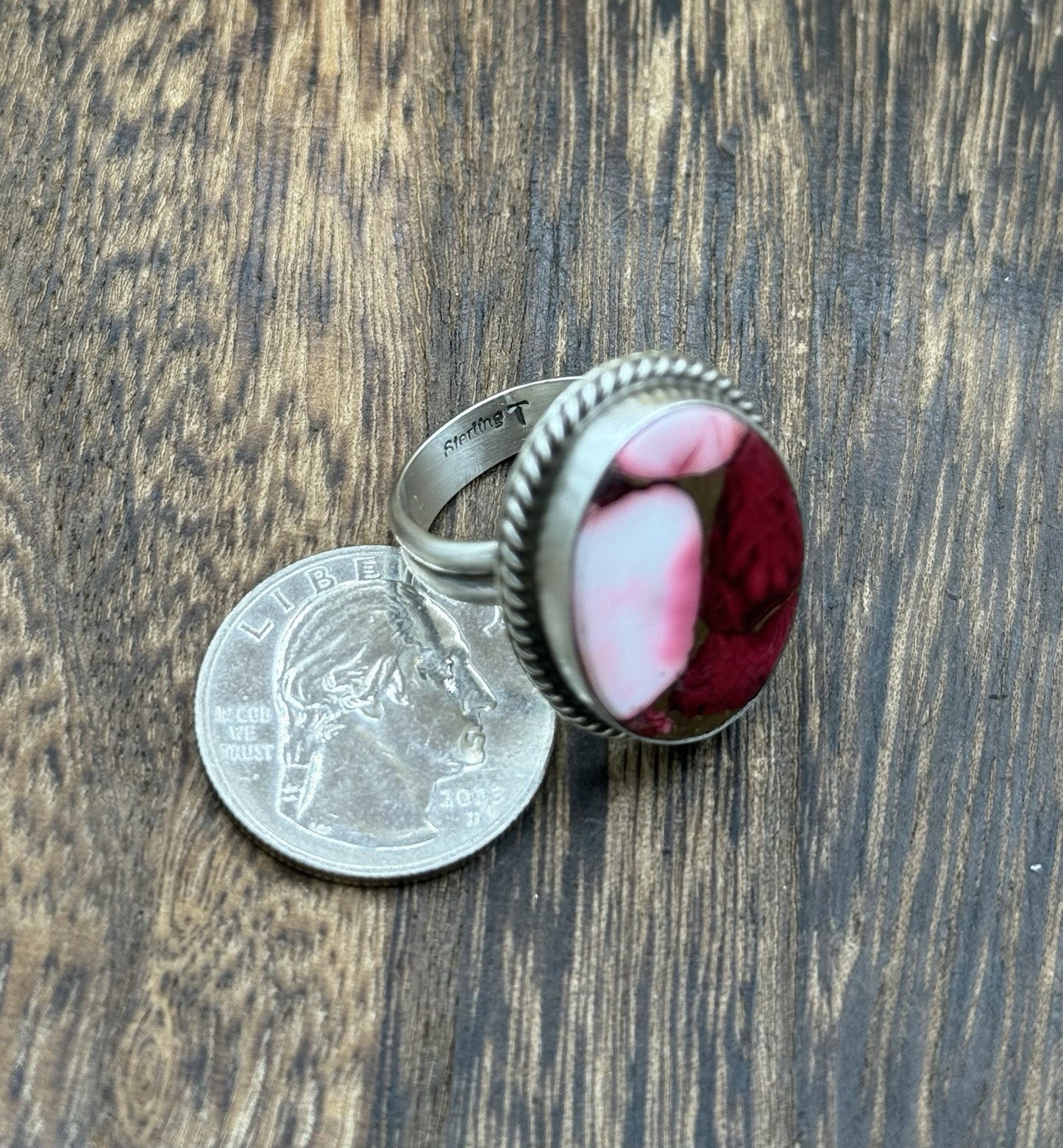 Navajo Handmade Sterling Silver Dahlia Rose Adjustable Ring Size 7 To 10