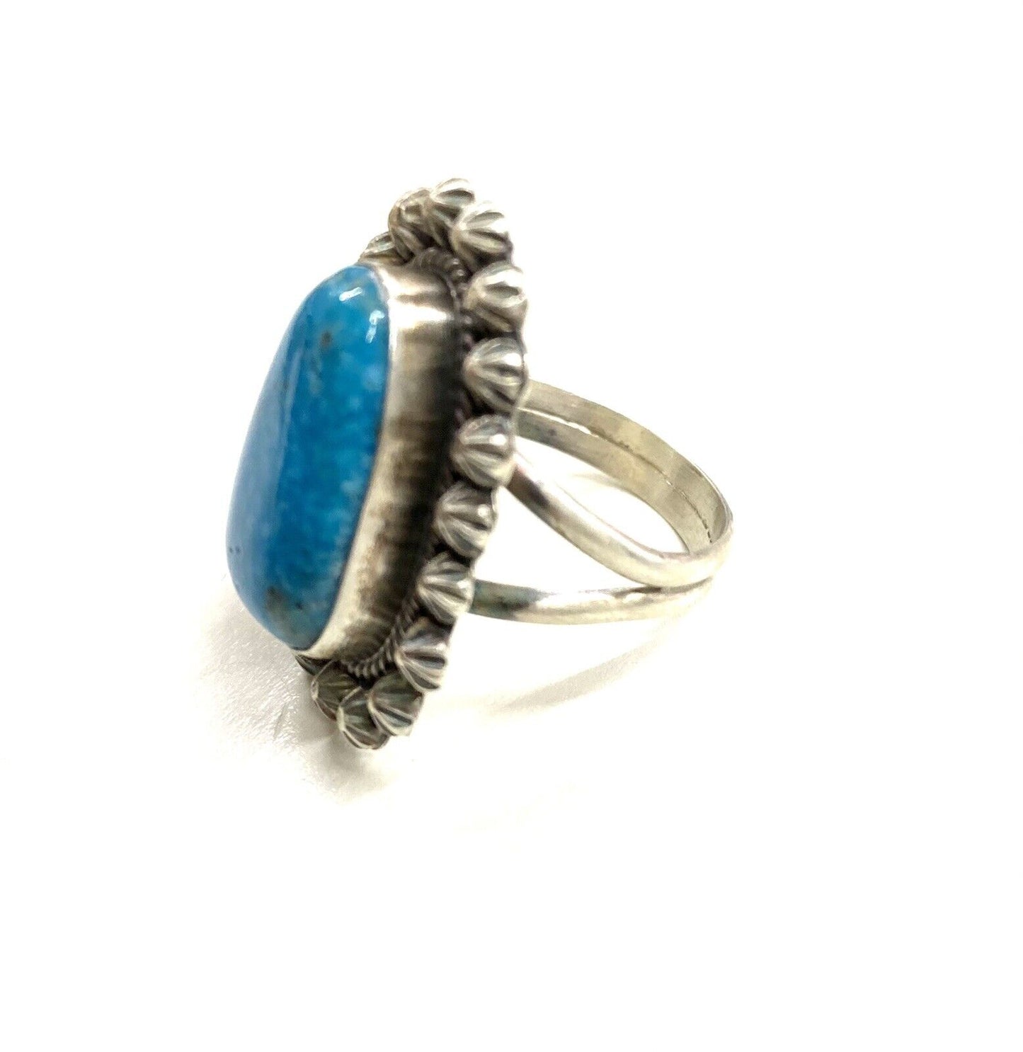 navajo handmade sterling silver natural kingman turquoise stone ring size 9.5