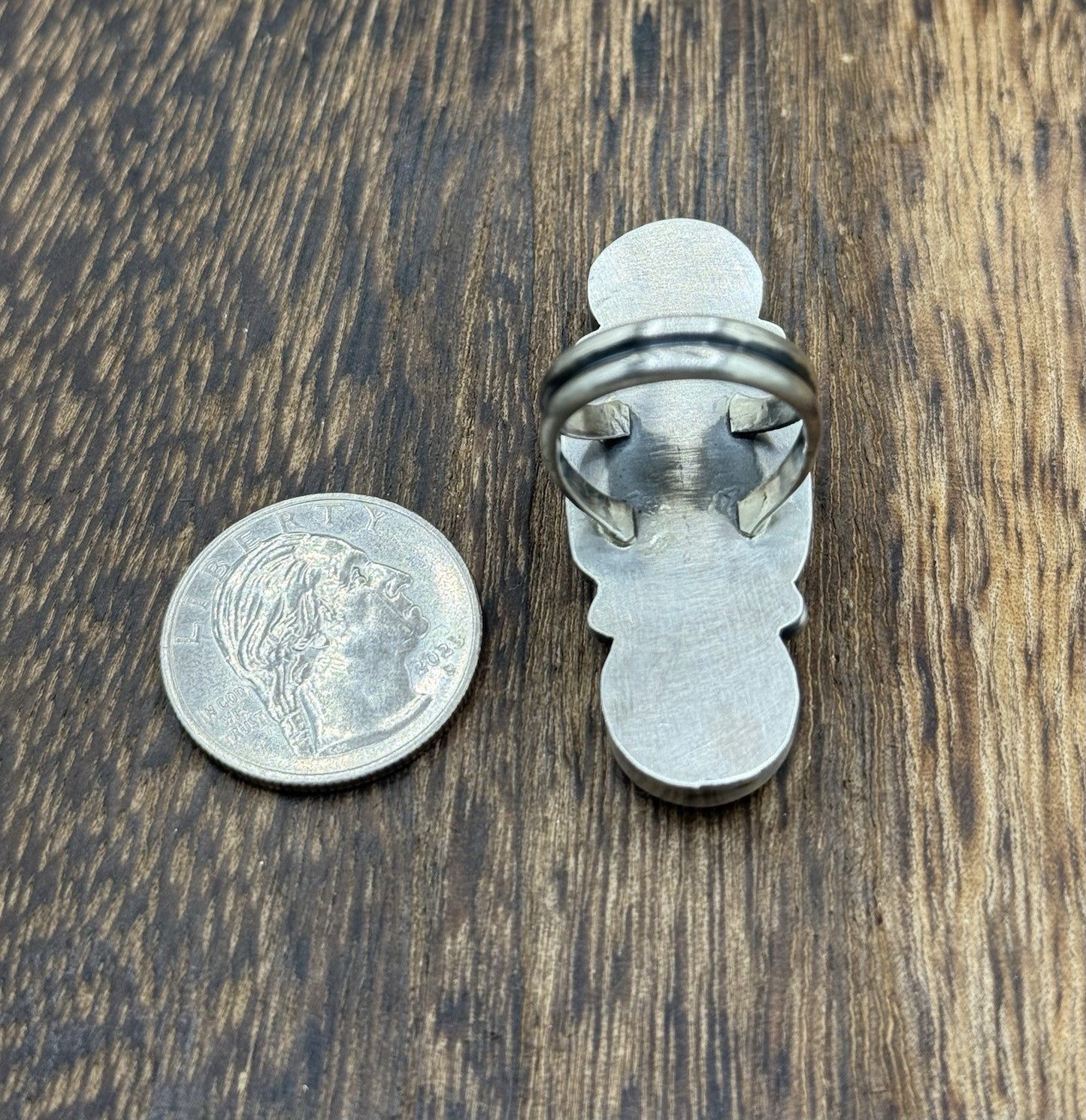 Navajo Handmade Sterling Silver Orange Spiny Oyster Shell Cluster Ring Size 7