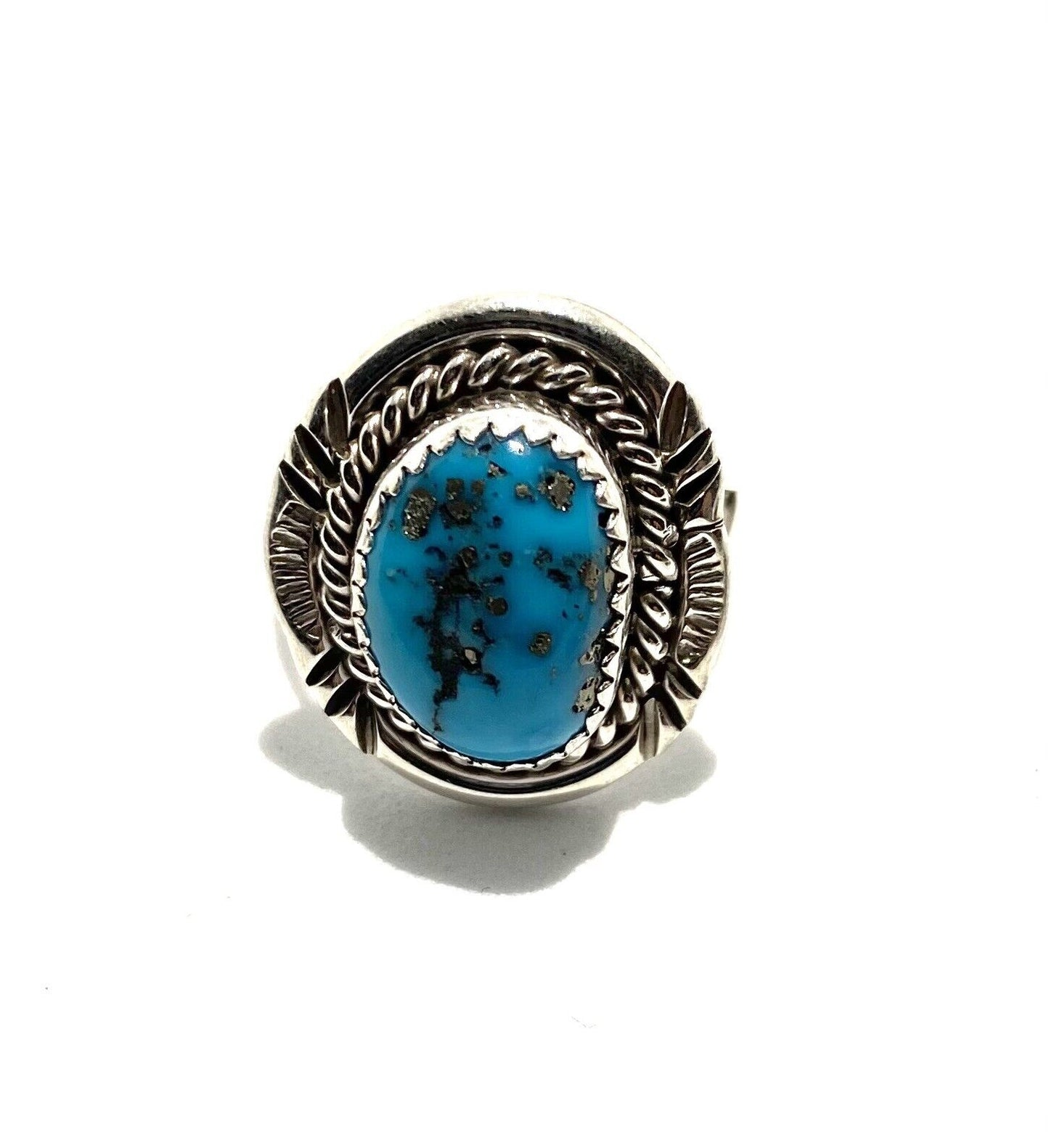 Native American Sterling Navajo Handmade Natural Turquoise Ring Size 7