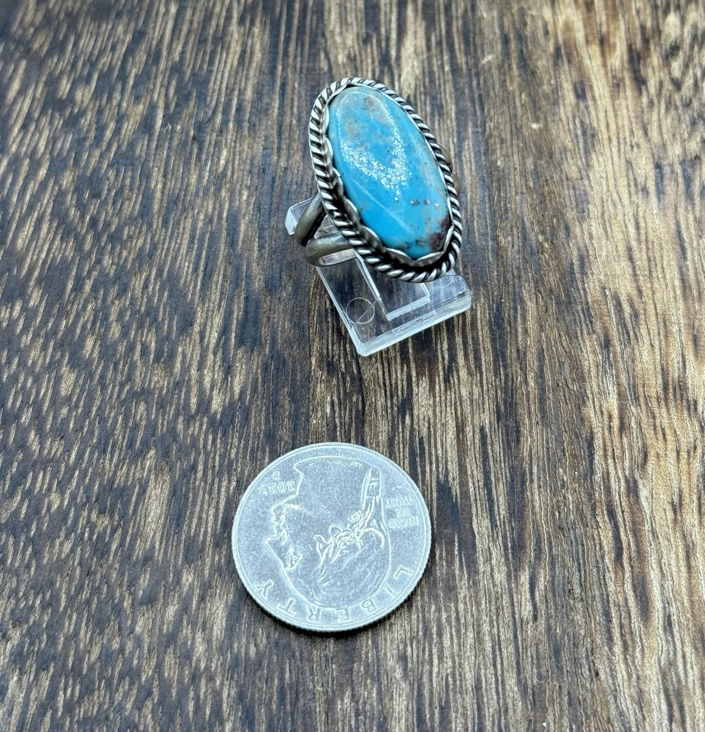 Native American Navajo Handmade Sterling Silver Royston Turquoise Ring Size 9