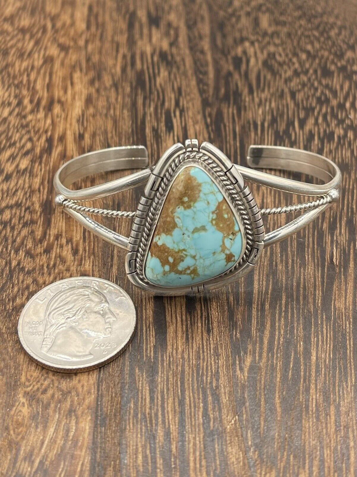 Native American Sterling Silver Navajo Handmade Natural Turquoise Cuff Bracelet