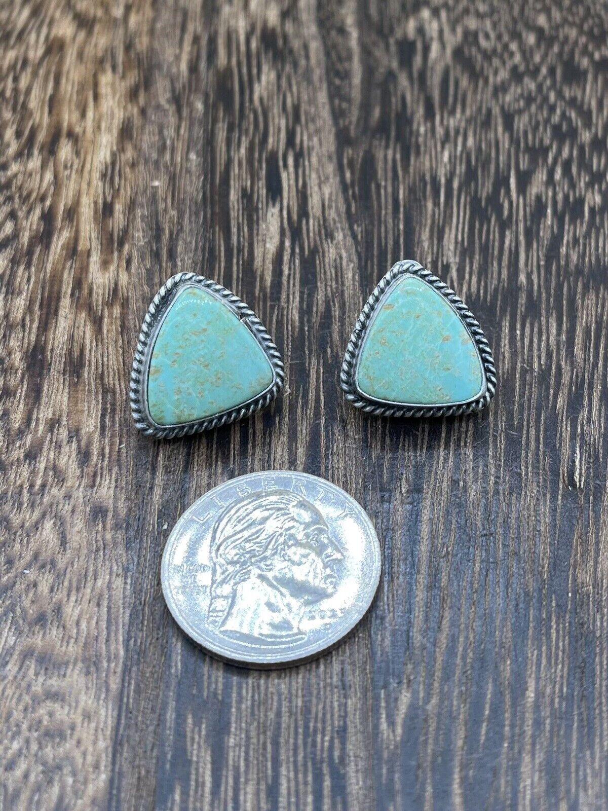 Navajo Handmade Sterling Silver Sonoran Turquoise Post Stud Earrings Byron Begay