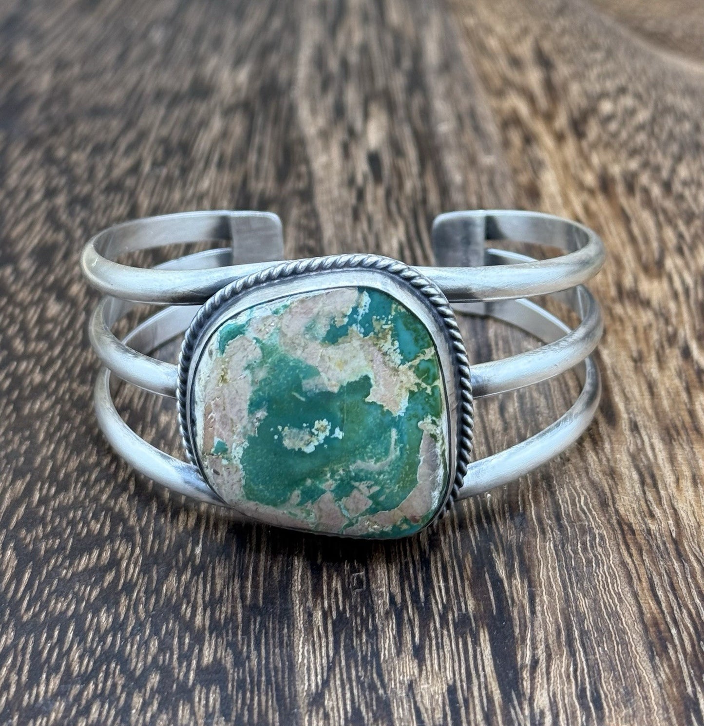 Native American Navajo Handmade Sterling Silver Royston Turquoise Cuff Bracelet