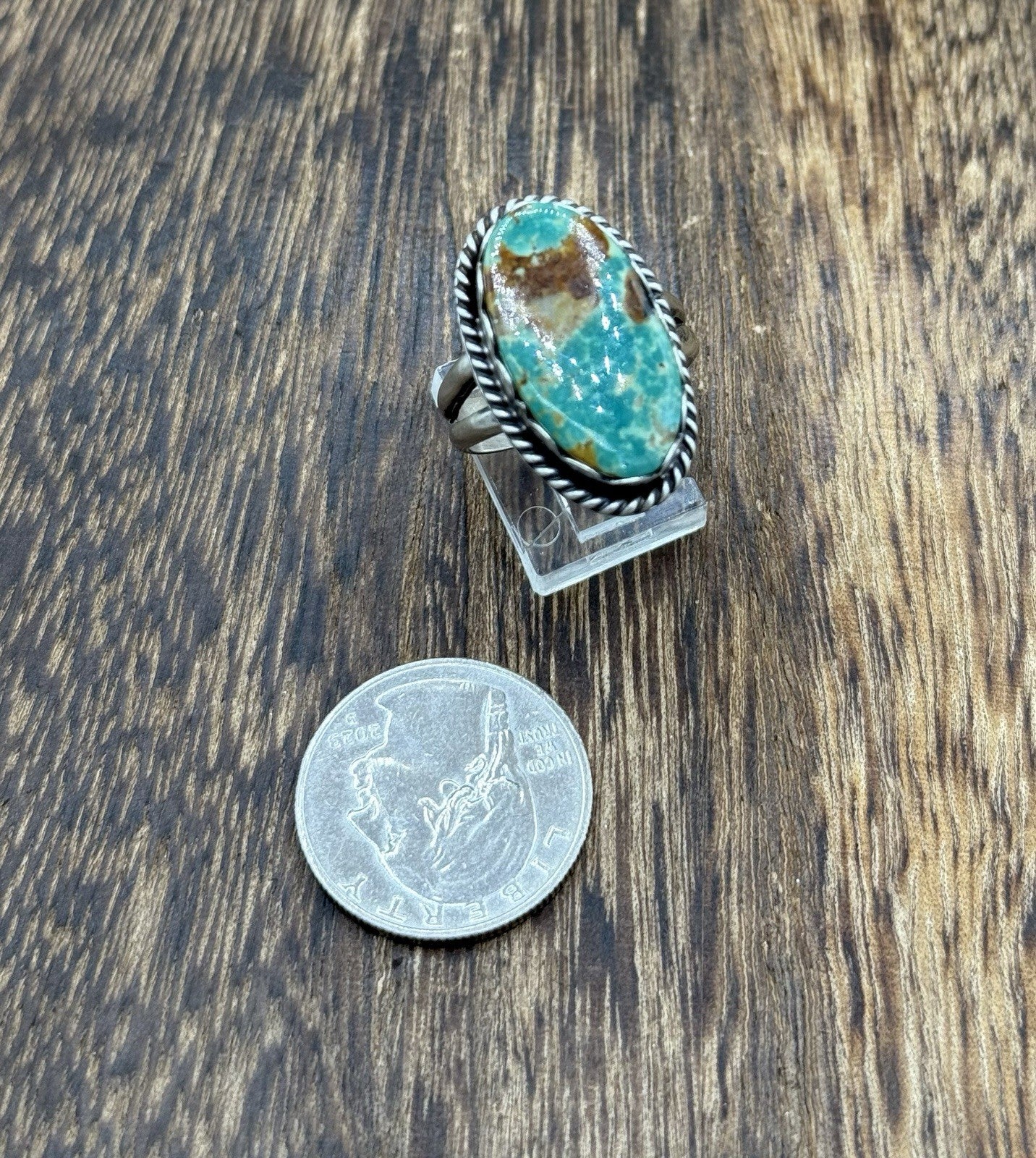 Native American Navajo Handmade Sterling Silver Royston Turquoise Ring Size 9