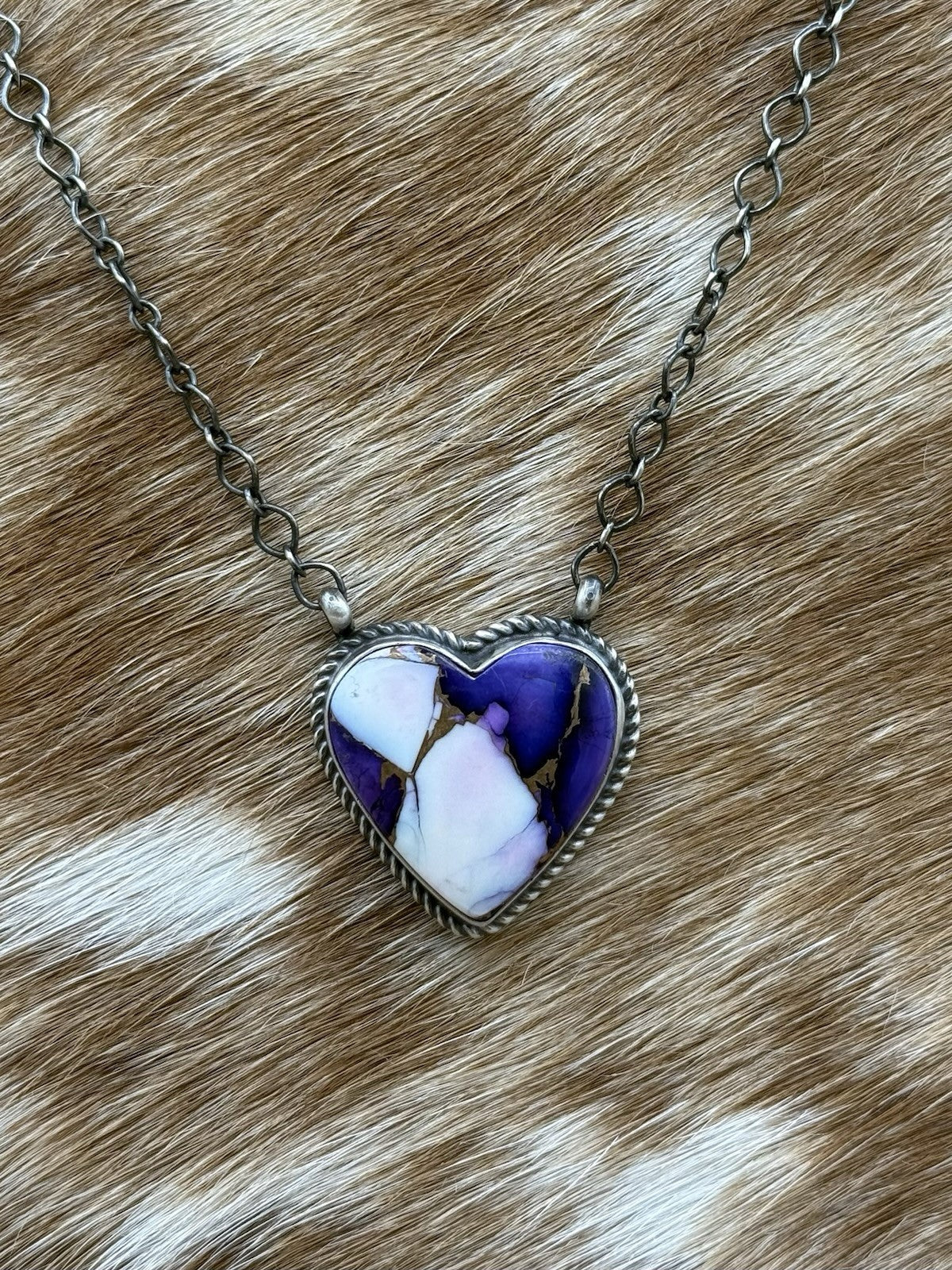 Navajo Handmade Sterling Silver Violet Rose Bar Necklace 18” By Tricia Smith