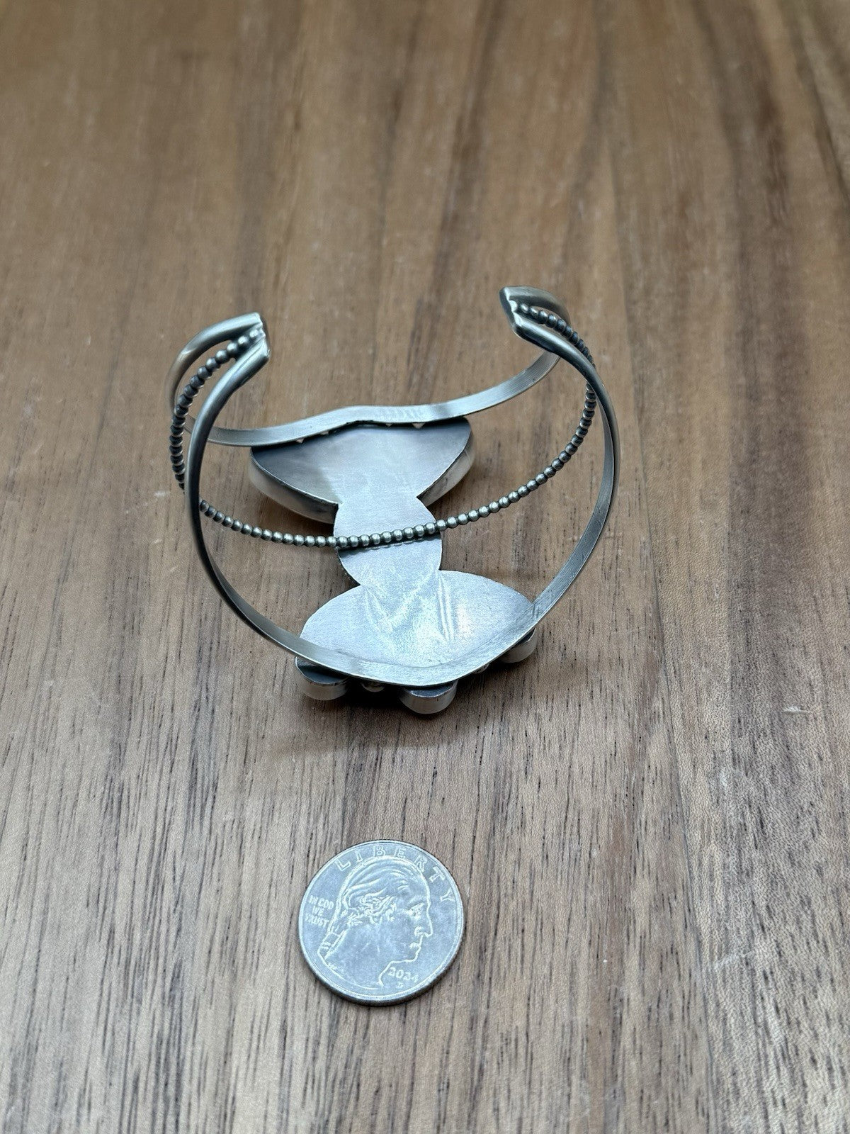 Navajo Handmade Sterling Silver Orange Spiny Oyster Cluster Cuff Bracelet