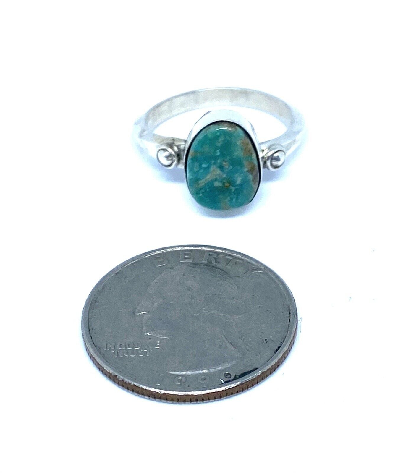 Native American Sterling Silver Navajo Handmade Natural Turquoise Ring Size 9