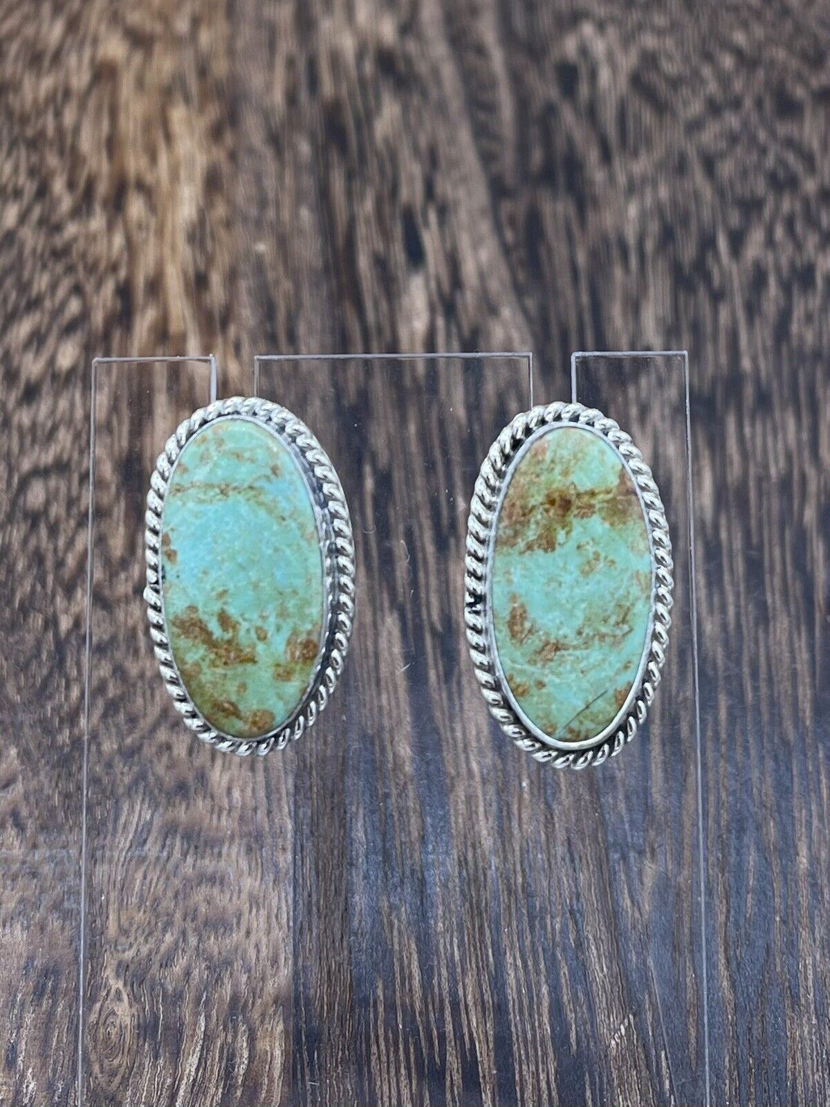 Navajo Handmade Sterling Silver Sonoran Turquoise Post Stud Earrings Byron Begay