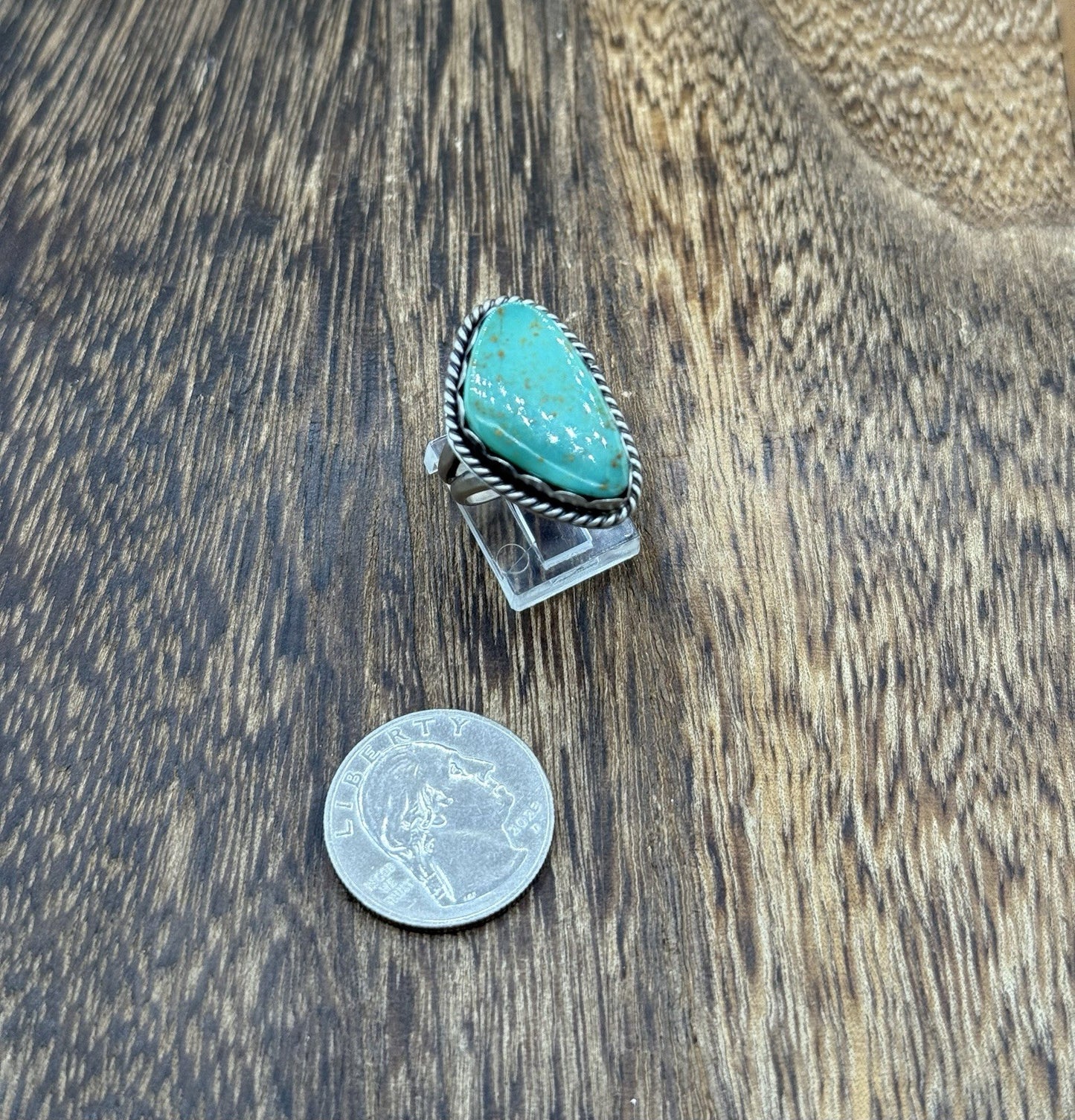 Native American Navajo Handmade Sterling Silver Royston Turquoise Ring Size 8