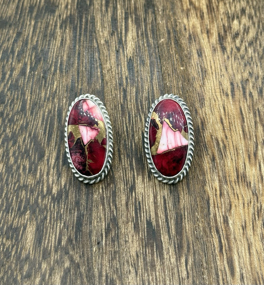 Native Navajo Handmade Sterling Silver Dahlia Rose Stud Earrings