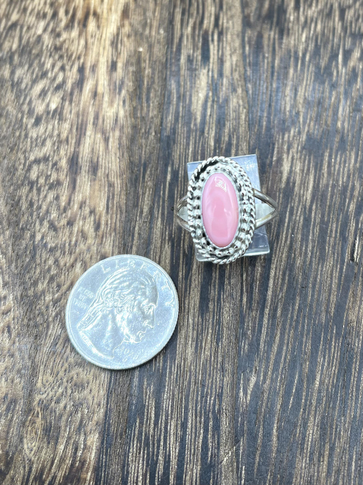 Navajo Handmade Sterling Silver Pink Conch Shell Band Rings By Byron Begay