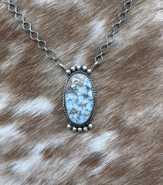 Native Navajo Handmade Sterling Silver Golden Hills Turquoise Bar Necklace 18”