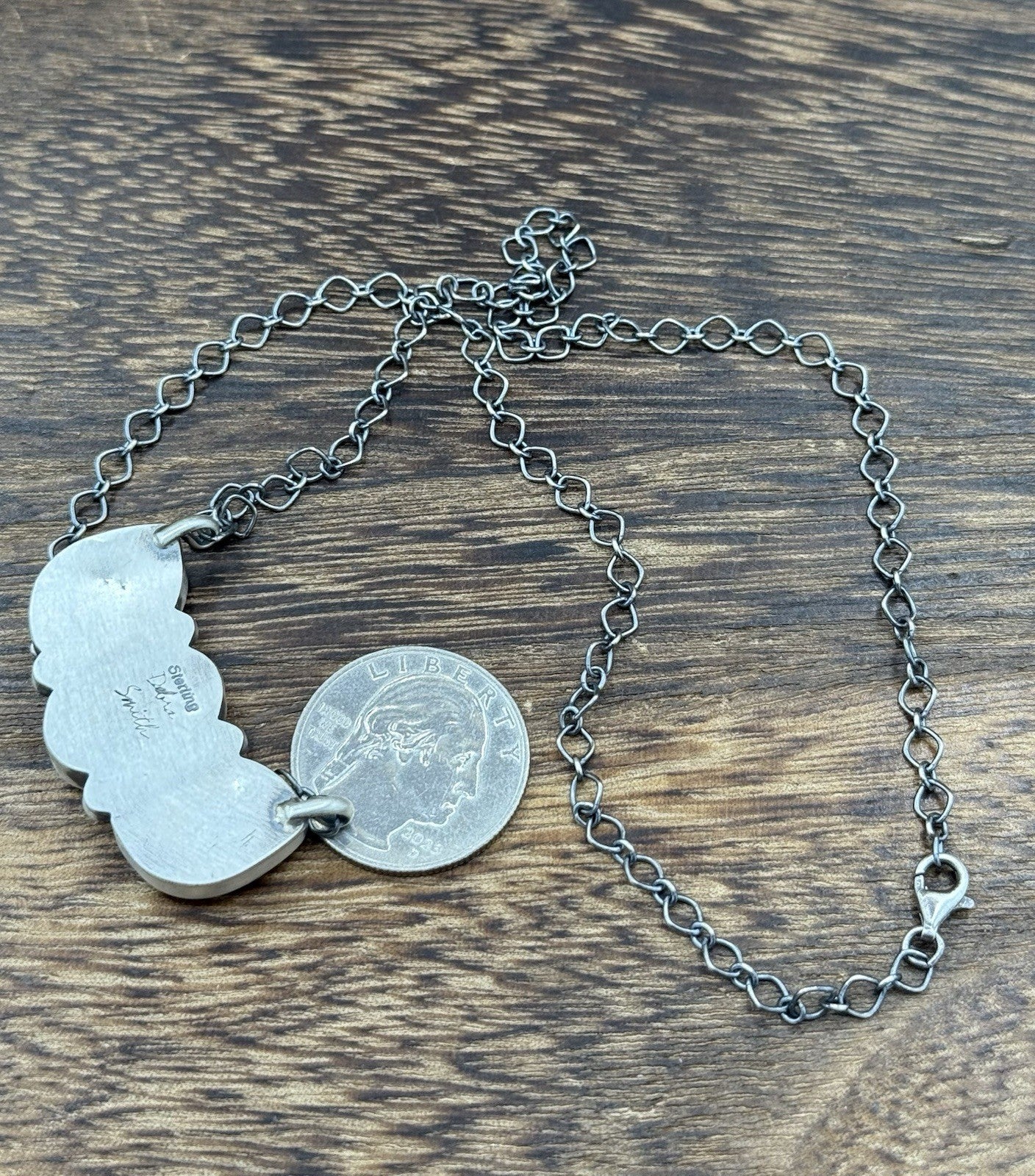 Navajo Handmade Sterling Silver Purple Spiny Oyster Cluster Bar Necklace 18”