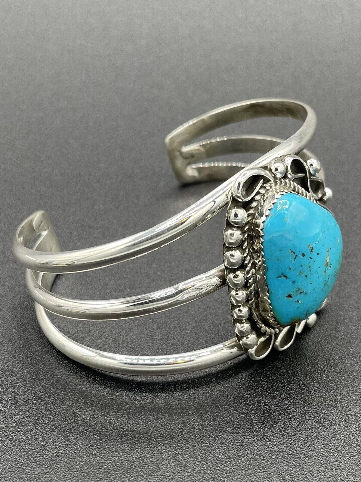 Native American Sterling Silver Navajo Handmade Natural Turquoise Cuff Bracelet