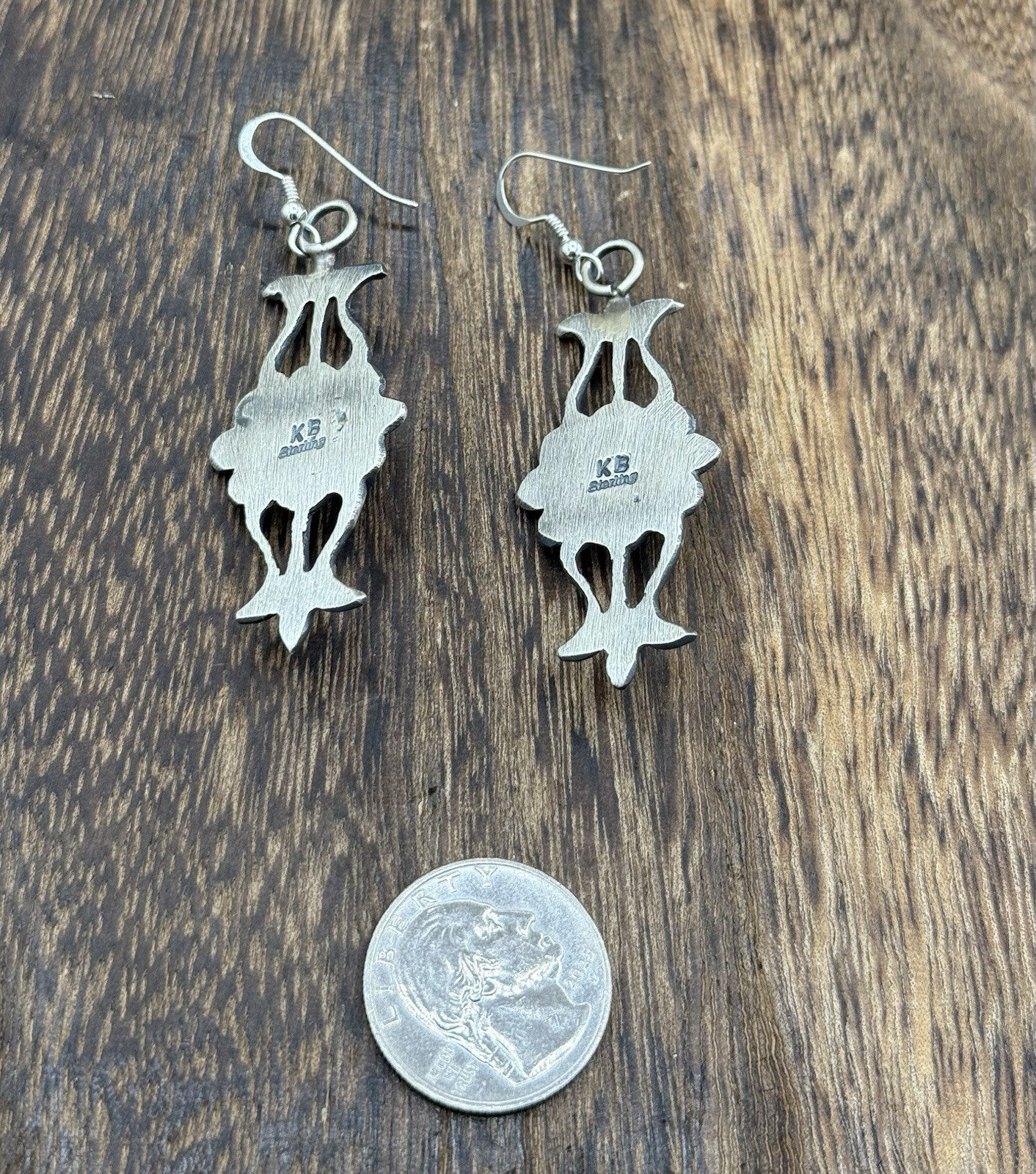 Navajo Handmade Sterling Silver Old Look Kingman Turquoise Earrings Kevin Billah