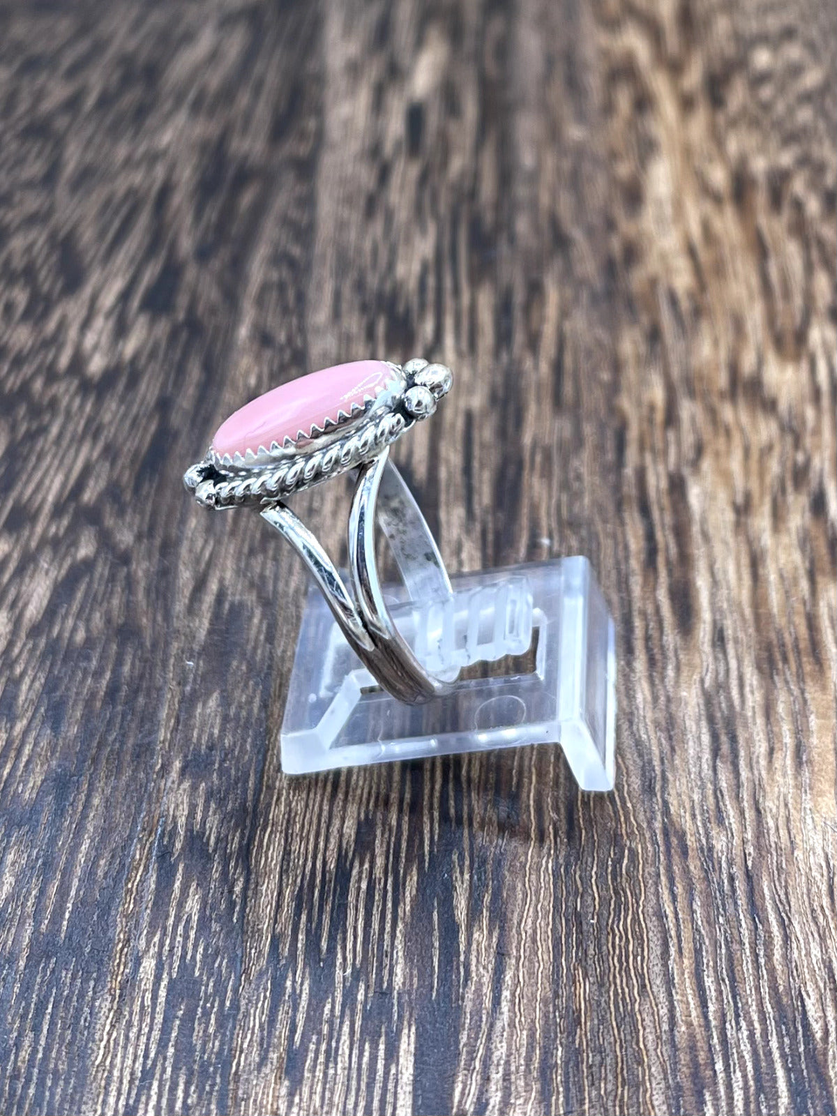 Navajo Handmade Sterling Silver Pink Conch Shell Band 6-9 Rings By Byron Begay