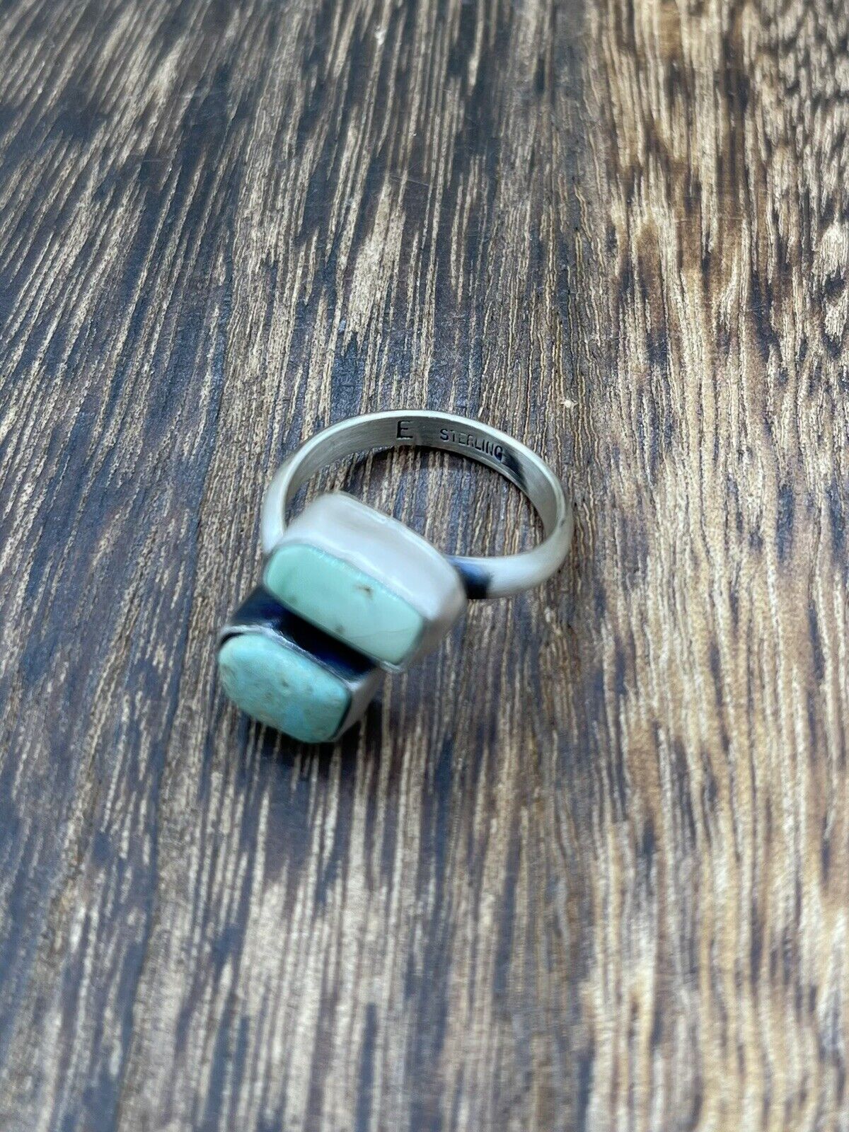 Native American Navajo Handmade Sterling Silver Turquoise Adjustable Ring 6 To 8