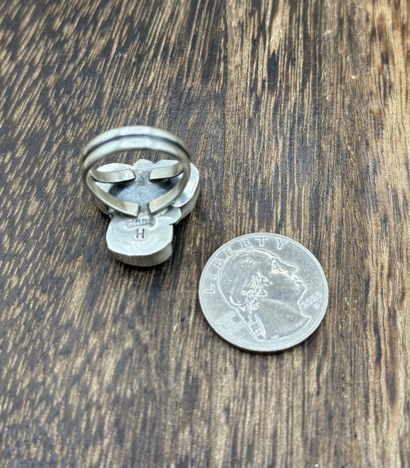 Navajo Handmade Sterling Silver Sonoran Gold Turquoise Cluster Ring Size 7