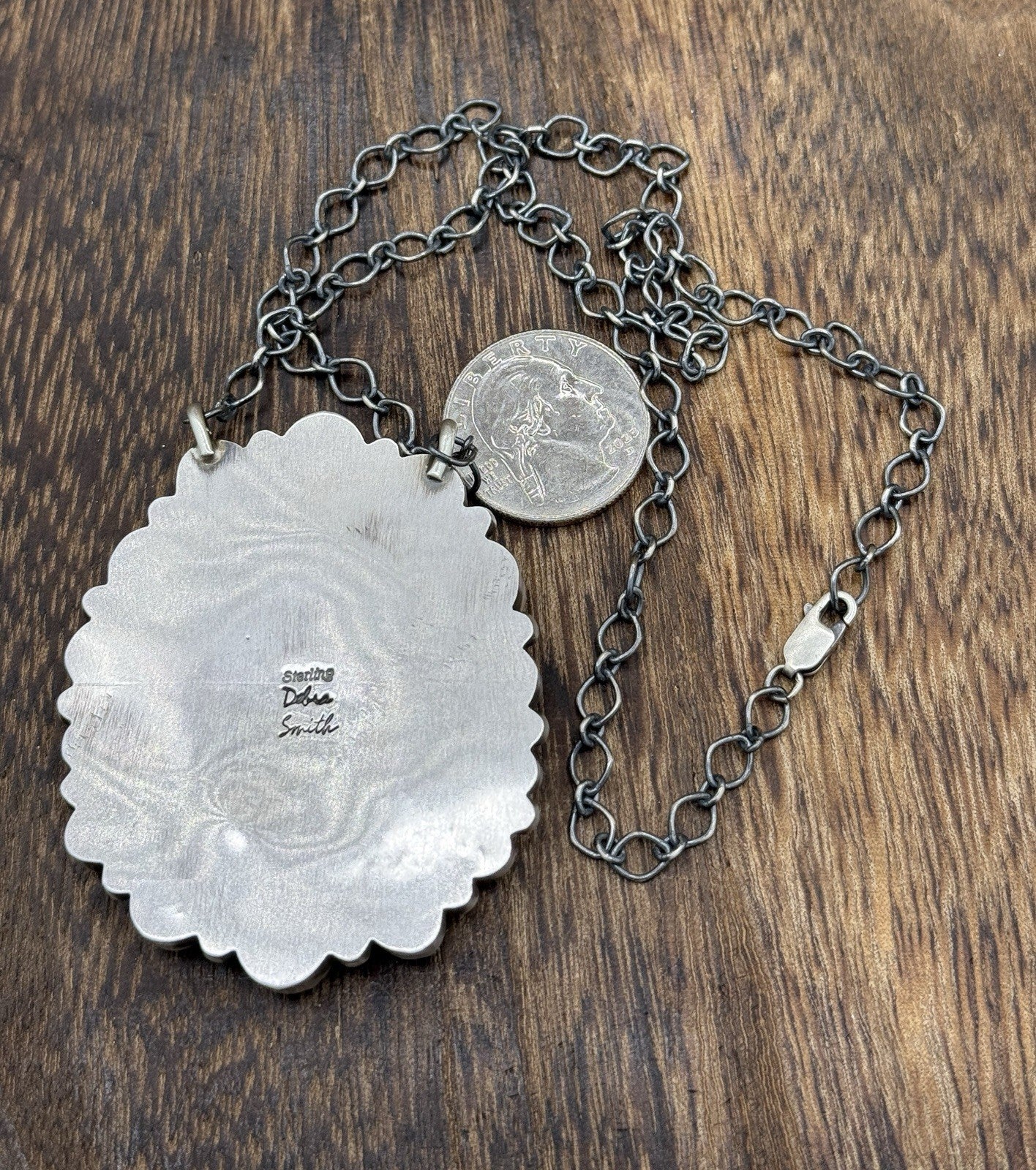 Navajo Handmade Silver Blue Ridge Turquoise & White Buffalo Cluster Necklace