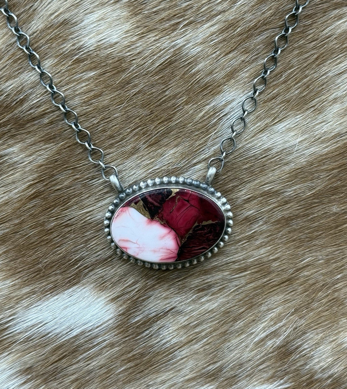 Native American Navajo Handmade Sterling Silver Dahlia Rose Bar Necklace 18”