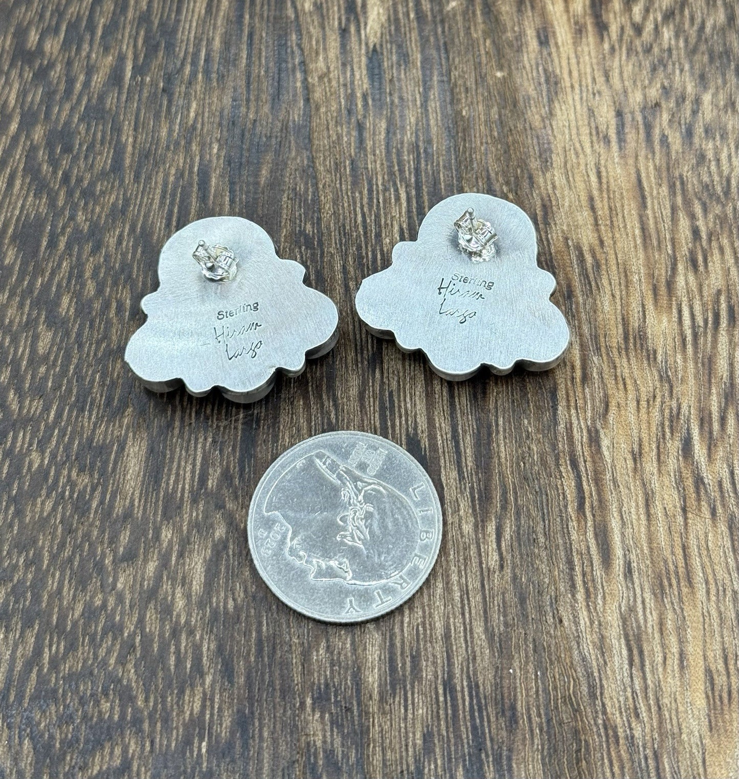 Native Navajo Handmade Sterling Silver Pink Conch Shell Cluster Earrings