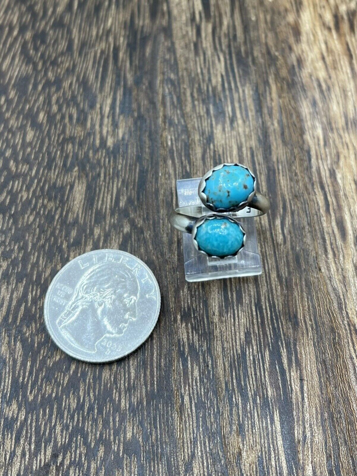 Native American Navajo Handmade Sterling Silver Turquoise Adjustable Ring 6 To 8