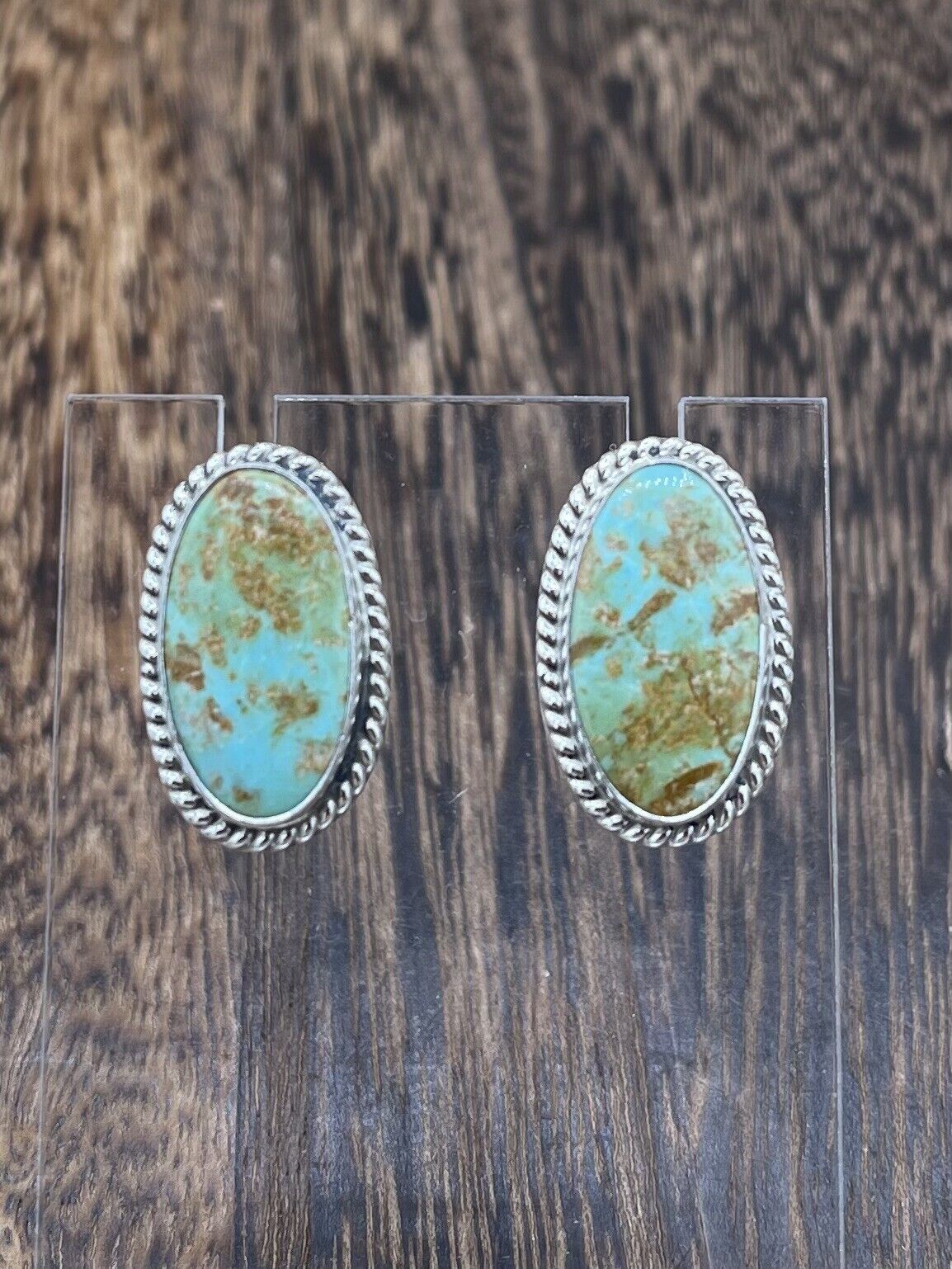 Navajo Handmade Sterling Silver Sonoran Turquoise Post Stud Earrings Byron Begay