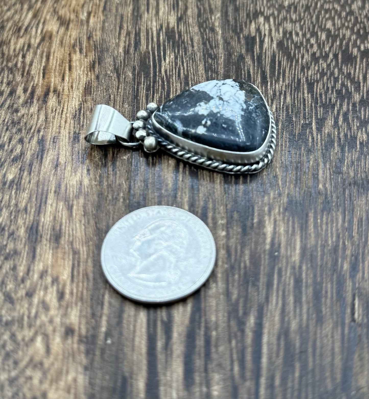 Native American Navajo Handmade Sterling Silver White Buffalo Pendant Old Look