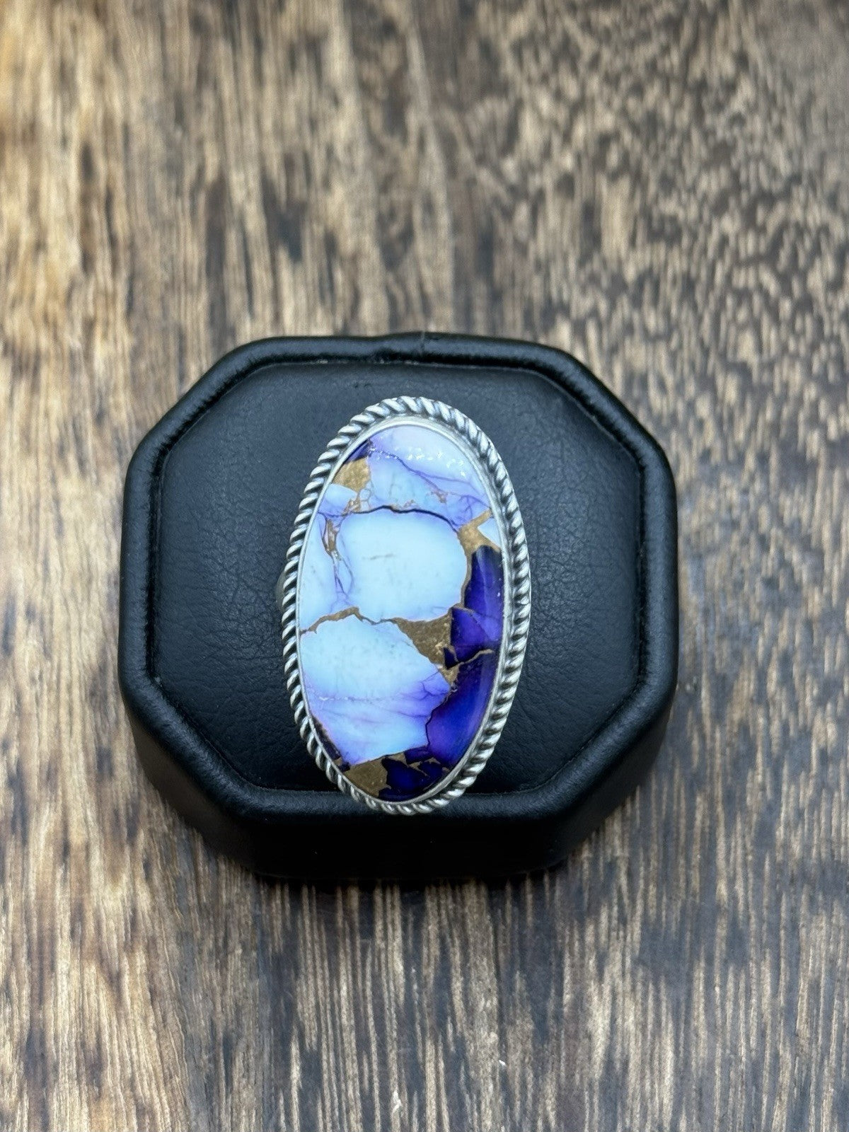 Navajo Handmade Sterling Silver Violet Rose Adjustable Ring  Size 7 To 10