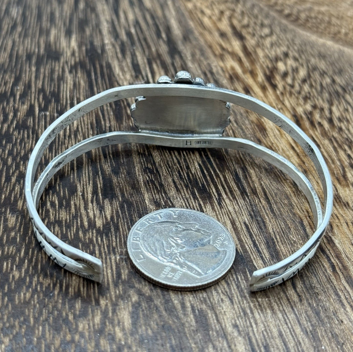 Native Navajo Handmade Sterling Silver Sonoran Gold Turquoise Cuff Bracelet