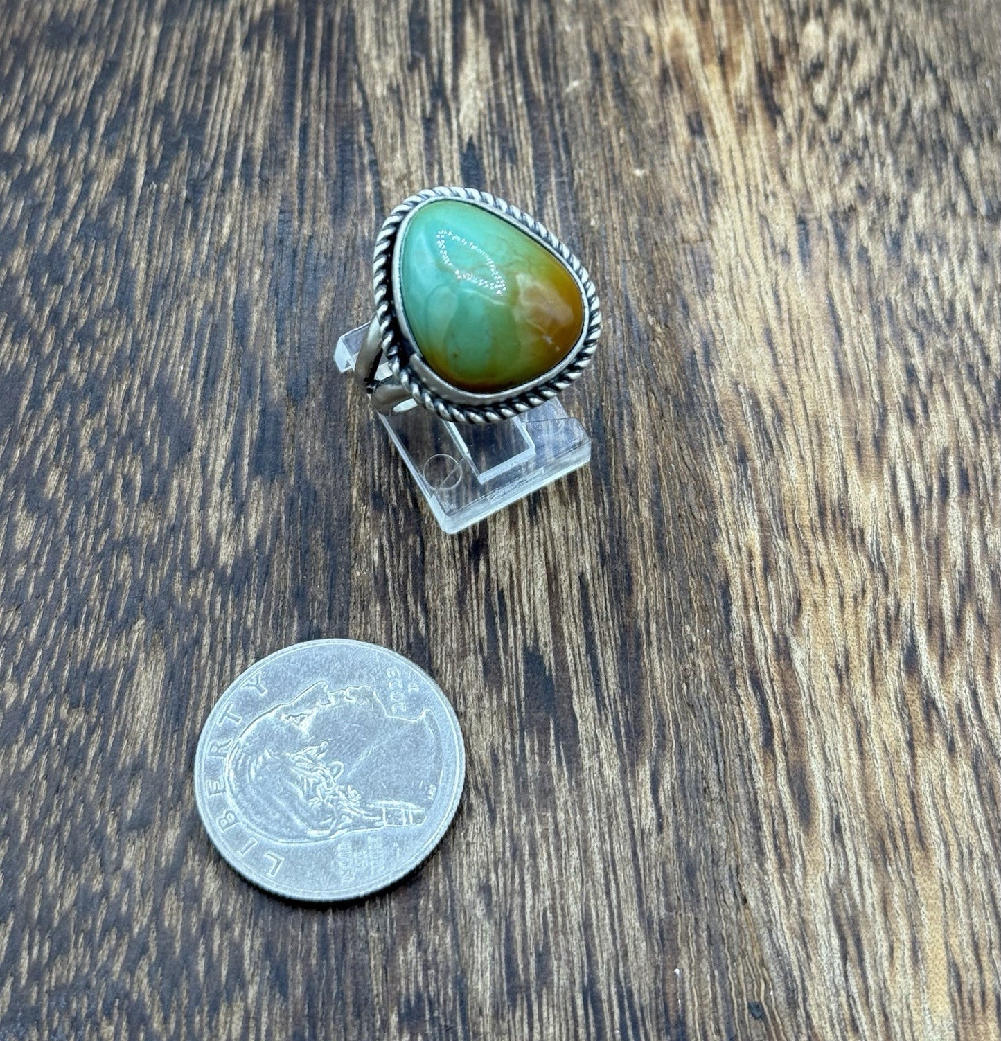 Native American Navajo Handmade Sterling Silver Royston Turquoise Ring Size 8