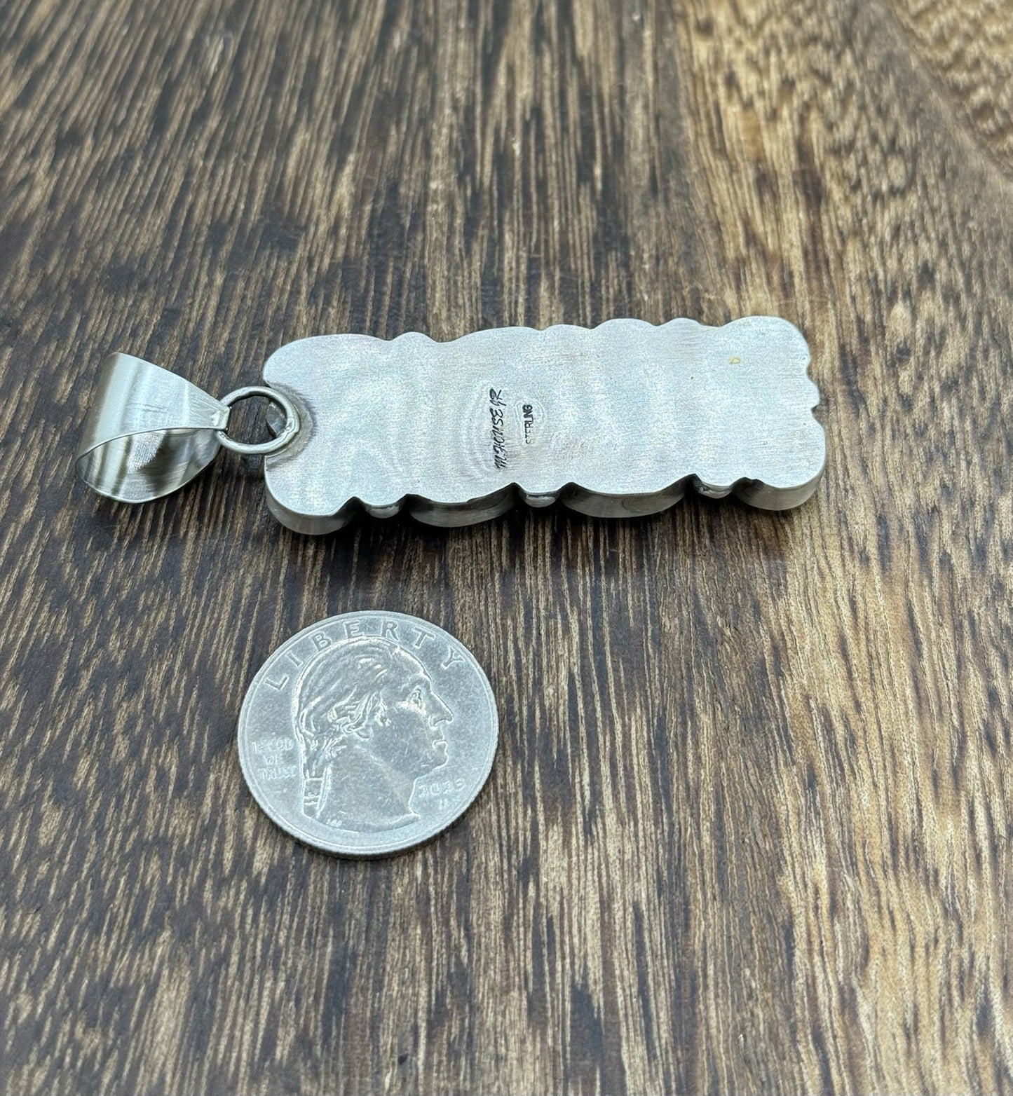 Native Navajo Handmade Sterling Silver Blue Ridge Turquoise Cluster Drop Pendant