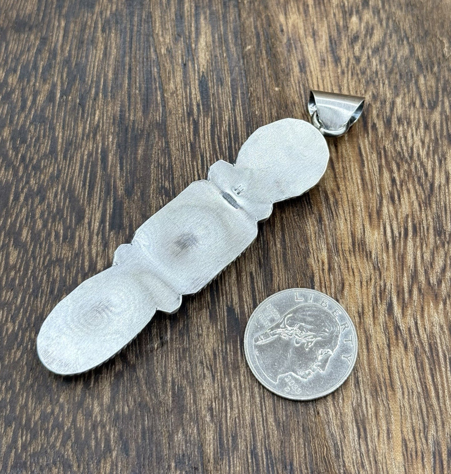 Native Navajo Handmade Sterling Silver Dahlia Rose Drop Pendant