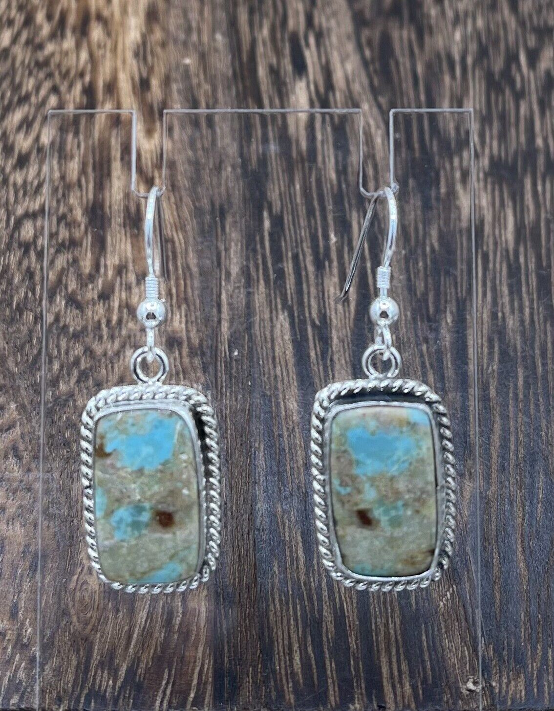 Navajo Handmade Sterling Silver Sonoran Turquoise Dangle Earrings By Byron Begay