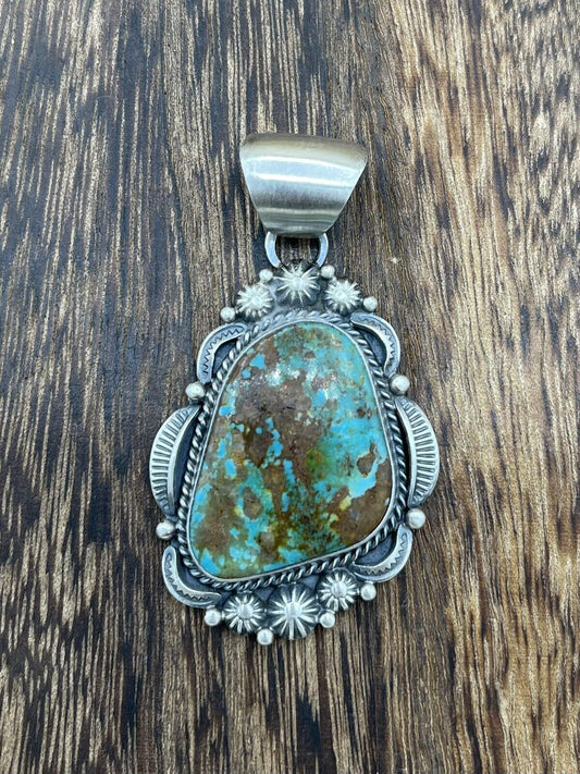 Native American Sterling Silver Navajo Handmade Royston Turquoise Pendant