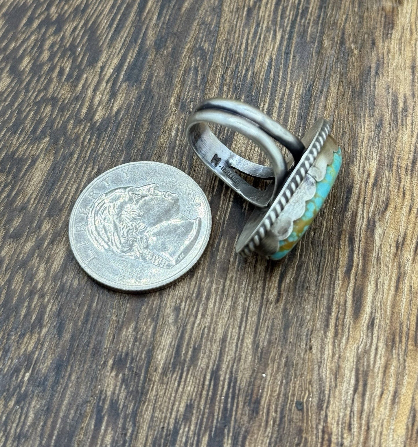 Native American Navajo Handmade Sterling Silver Royston Turquoise Ring Size 7